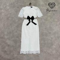 ราคา PSM เดรสแขนกุดตัวยาวเข้ารูปสีขาวงานลูกไม้ฉลุเว้าเอวแต่งโบว์สีดำ ใส่เข้ารูปเก็บทรง เป๊ะมากๆค่า ใส่vacayถ่ายรูปกับแก๊งค์ (21261932531)