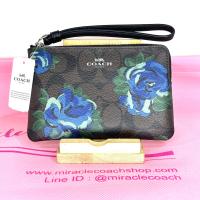 ราคา กระเป๋าคล้องมือ COACH แท้ ขนาดเล็ก COACH 39150 SMALL CORNER ZIP WRISTLET IN SIGNATURE CANVAS WITH JUMBO FLORAL PRINT (20572082556)