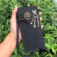 ราคา กระเป๋าสตางค์หนังแท้100 กระเป๋าเงิน กระเป๋าวินเทจ กระเป๋าใบยาว สไตล์วินเทจ กระเป๋า สายหนังถัก พวงกุญแจ 01 (856632443)