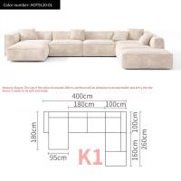 ราคา Bunise โซฟาผ้า U shape โซฟาตัวแอลใหญ่ Frosted Cloth ห้องนั่งเล่น โซฟาโมดูลาร์ 400 x 260 x 63 ซม BU05 (20032572523)