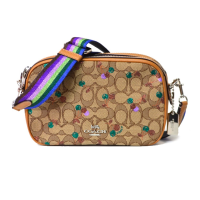 ราคา กระเป๋าสะพาย COACH แท้ กระเป๋าผ้าลาย Coach และเชอร์รี่ มีสายยาว รุ่นหายาก COACH 30610 ISLA CHAIN CROSSBODY IN SIGNATURE JACQUARD WITH CHERRY (14556571534)