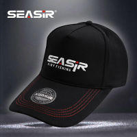 ราคา SEASIR คุณภาพสูง Topi Memancing ป้องกันแสงแดดวัสดุตาข่ายระบายอากาศและผ้าฝ้ายทนต่อการสึกหรอและซักได้อย่างอิสระสามารถปรับได้สติกเกอร์พิเศษ SEASIR งานปักงานฝีมือหมวกแก๊ปใส่ตกปลาสีดำ (21338708622)