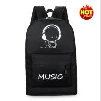 ราคา กระเป๋าเป้สะพายหลัง ผู้ชายและผู้หญิง กระเป๋าแฟชั่น ลายmusic รุ่น No 02244 black (973394055)
