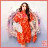ราคา ส่งเร็ว ส่งไว เดรส กี่เพ้า สีแดงมีหลายแบบ ต้อนรับตรุษจีน สาวอวบ สาวอ้วน คนอ้วน อวบ Plus size (21305548933)
