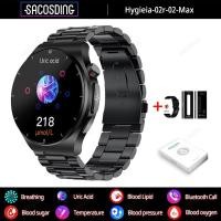 ราคา Blood Fat Uric Acid 2023 New Blood Glucose Monitor Health Smart Watch Men ECG PPG Blood Pressure Bluetooth Call Sport SmartWatch (20330753713)