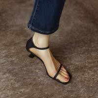 ราคา KKJ MALL WomenS High Heeled Heels 4Cm High Stiletto Red Soft Leather Bag Heel 2022 New Summer y Roman Shoes Sandals Office Shoes (16688545529)