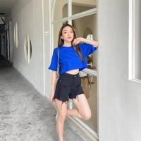 ราคา Sunny Pastel Crop เสื้อครอปแขนสั้นสีพาสเทล 20สี เสื้อยืดครอปผ้าคอตตอน เสื้อยืดเอวลอย (15331859618)