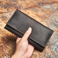 ราคา กระเป๋าถือคนหนัง Cowhide แฮนด์เมดซิปคู่หนังเครซีฮอร์สกระเป๋าสตางค์ลำลองแนวนอนสำหรับผู้ชาย NASVA (20699637515)