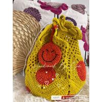 ราคา กระเป๋าถักลายสดใส กระเป๋าหน้ายิ้ม (20646774091)