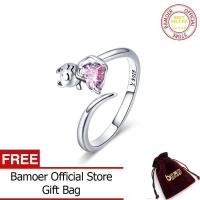 ราคา BAMOER จัดส่งฟรีตุลาคมแท้925เงินสเตอร์ลิงแมวน่ารักสีชมพู CZ แหวนนิ้วปรับได้สำหรับเครื่องประดับแหวนเงินผู้หญิง SCR446 (408727145)
