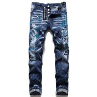 ราคา DSQUARED2 Brand Mens Jeans Mens Casual Slim Hole Paint Patchwork Long Denim Pants Street Retro Punk Skinny Pencil Denim Trousers (16492704327)