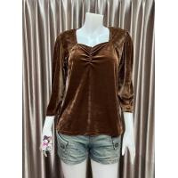 ราคา เสื้อกำมะหยี่ แขนสามส่วน จั้มหน้าอก อก 36 40 นิ้ว สวย หรู ผ้านิ่ม ใส่สบาย ใส่ได้ทุกโอกาสค่ะ เฉพาะเสื้อ (16787558816)