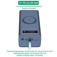 ราคา Caincb T21 21x18650 Flashlight Battery Charger Box Power Bank Holder DIY Shell Case Dual USB 18650 Storage Organize (20439825682)