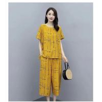 ราคา YIYI SHOP ชุดเซต2ชิ้น เสื้อยืดแขนสั้น กางเกงขาบาน 5ส่วน พิมพ์ลาย ทรงหลวม ผ้านิ่มใส่สบาย (7787364794)