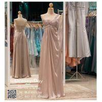 ราคา ชุดราตรีออกงาน ชุดราตรียาว ชุดราตรียาวไหล่เฉียง ชุดไปงานแต่งกลางคืน คนอ้วนใส่สวย PF063 3XL CMP แชมเปญ เบจ (8569629846)