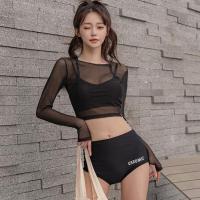 ราคา ชุดว่ายน้ำทูพีซ 3 ชิ้น ตาข่ายสีดำ ชุดเดินชายหาด ชุดว่ายน้ำผู้หญิง แขนยาวสีดำ พร้องเกางเกง (16742215421)