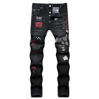 ราคา Italy Dsquared2 Brand Mens Black Jeans Mens Trend Casual Slim D2 Letter Print Ripped Denim Pants Street Hip Hop Denim Trousers (16496473261)