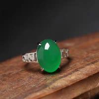 ราคา บูติกควอตซ์สีเขียว Zite แหวนหยกสีเขียวแหวนหินโมราสีเขียวสไตล์ D แหวนฝัง (13369062441)