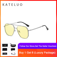 ราคา KATELUO แว่นตากันแดดสีเทาการมองเห็นได้ในเวลากลางคืนคลาสสิกแฟชั่นของผู้ชายธุรกิจโลหะไนลอน Photochromic แว่นตากันแดดกว้างหลายมุม CP2261 (19206584558)