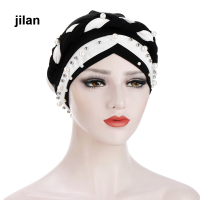 ราคา Jilan หมวกฮิญาบสำหรับผู้หญิงมุสลิมหมวกคนทำคีโมหมวกถักลูกปัดผ้าโพกหัวมุสลิมหมวกคลุมผมร่วง (10243812352)