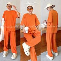 ราคา เซทเสื้อคอกลมแขนสั้น ทรง oversize มาพร้อมกางเกงขายาวจั้มปลายขา ชุดเซต ชุดเซ็ท Yunaka (20101797151)