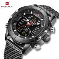 ราคา NAVIFORCE นาฬิกาข้อมือชาย NF9153Sนาฬิกาข้อมือลำลองมีไฟ Led ดิจิทัลสายเหล็กกันน้ำสำหรับผู้ชายเล่นกีฬา (14414431054)