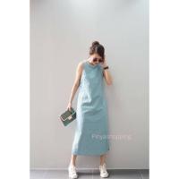 ราคา เดรสผ้าลินินคอกลมตัวยาวหลังผูกโบว์สุดคิ้วทรงดินสอผ่าข้างเกร๋ๆ (19467741397)