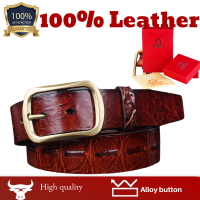 ราคา ผู้ชาย100 ของแท้เข็มขัดหนังเข็มขัดหนังวัวจระเข้รูปแบบสายรัดเอว (7500344932)