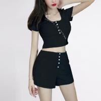 ราคา BRANCHÉ ชุดเซท ชุดเซ็ต เสื้อยืด กางเกงขาสั้นผู้หญิง เสื้อครอป ครอปแขนสั้น คอกลม เสื้อรัดรูป กางเกง เซ็กซี่ เอวสูง 231221077 (21268615274)