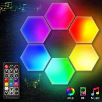 ราคา 6ชิ้น DIY แอลอีดีเพลงซิงค์สีไฟติดผนังหกเหลี่ยม RGB 16ล้านสีตั้งโต๊ะแอลอีดีหกเหลี่ยมไฟพร้อมรีโมทคอนโทล (21170523204)