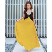 ราคา TW12336 เดรสสายเดี่ยวกระโปรงอัดพลีท (17288499470)