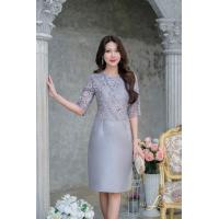 ราคา เดรสออกงาน สีชมพู สีเทา เดรสผ้าไหมแต่งลูกไม้ปัก งานสวยหวาน เป็นทรงเรียบหรูค่ะ ใส่ง่ายสวยเรียบร้อย M 3XL (19207958700)
