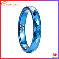 ราคา BONLAVIE 4mm Tungsten Carbide Ring Blue Polished Finish Rhombic Cut Wedding Ring Comfort Fit Rings Jewelry (5505910605)