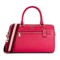 ราคา กระเป๋าถือ COACH แท้ ทรงหมอน หนังแท้ฟอกแบบกันรอยขีดข่วน มีสายยาวผ้า รุ่นใหม่ COACH C8286 ROWAN SATCHEL IN CROSSGRAIN LEATHER BOLD PINK MULTI (14164433225)