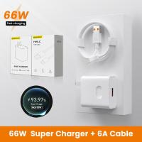 ราคา BKWHALE 66W ซูเปอร์ชาร์จ ชาร์จเร็ว อะแดปเตอร์ USB ประเภท C 6A สายชาร์จเร็ว สำหรับ Huawei Mate 40 Pro Mate30 P50 P40 Pro Nova9 8 Pro Fast Charger สายชาร์จ (18263528867)