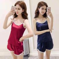 ราคา ชุดนอน ชุดในเซ็กซี่ ใส่สบาย ตลอดทั้งคืน ชุดนอนผ้าซาตินแต่ง ขอบลูกไม้ เสื้อสายเดี่ยว กางเกงขาสั้น ชุดนอนผ้าซาตินสไตล์เซ็กซี่ (10245880095)