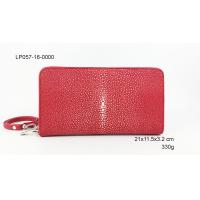 ราคา sale SS กระเป๋าถือซิปรอบหนังขัดมันมีสายคล้อง หนังปลากระเบนแท้ หนังวัวแท้ (2531670792)