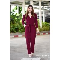 ราคา WF JL10 จั้มสูทขายาว ไขว้หน้า แขน3 4 ผ้ายืดทั้งตัว มีไซส์สาวอวบ s33 35 M36 39 ชุดผู้หญิง ชุดสาวอวบ ชุดออกงานหรูๆ ชุดทำงาน แฟชั่นผู้หญิง (14075329571)