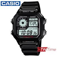 ราคา Casio นาฬิกาข้อมือผู้ชาย ผู้หญิง สายยางเรซิ่น รุ่น AE 1200WH 1AVDF สีดำ (1790282865)