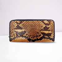 ราคา Thai Croc กระเป๋าหนังงูแท้ ทรงยาว รุ่น 2 ซิปคู่ Double Zipped กระเป๋าสตางค์หนังสัตว์แบบวีแกน กระเป๋าใส่โทรศัพท์หนังงูยาว กระเป๋าใส่บัตร (15319208422)