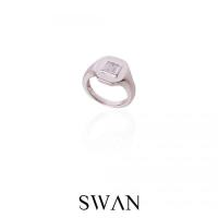 ราคา SWAN Baguette Pinky Ring แหวนเงินแท้ แหวนนิ้วก้อย ฝังเพชรคิวบิกเซอร์โคเนีย cubic zirconia (9769603473)