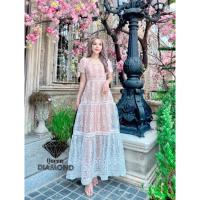 ราคา เดรสลูกไม้สีขาว เดรสงานปัก ซับในสีครีม Love lady (18500956879)