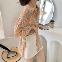 ราคา Grace Chili พร้อมส่ง เสื้อเชิ้ตแขนยาวสำหรับผู้หญิง เสื้อชีฟองลายดอก ดีเทลชายโค้ง เชิ้ตคอปกเกาหลี รุ่นW303 (21320925925)