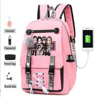 ราคา Blackpink กระเป๋าเป้สะพายหลังสำหรับสาวผู้หญิงกระเป๋า USB ชาร์จกระเป๋านักเรียน BLACKPINK Lisa Jisoo เจนนี่โรสสบายๆกระเป๋ากระเป๋าถือของขวัญวันเกิดสำหรับสาวๆโรงเรียนมัธยมนักเรียน (16090472221)