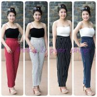 ราคา Pinky Paer shop สำหรับผู้หญิง ผ้าฮานาโกะ ลายริ้ว กางเกงขายาว ทรงกระบอกใหญ่ลายริ้ว ซิปซ่อนหยดน้ำข้าง สินค้าขายดี กำลังฮอตฮิต มาแรง (5857096767)