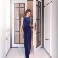 ราคา TW11466 Jumpsuit จั้มสูทแขนกุดลูกไม้กางเกงขายาว (16633954739)