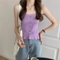 ราคา Ann fashion เสื้อกล้าม เสื้อสายเดี่ยวไหมพรม แต่งกระดุมหน้า ชายเสื้อระบาย ผ้าร่องไหมพรม มี7สี ผ้ายืดหยุ่นใส่สบาย 403 (14540913218)