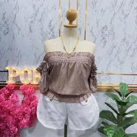 ราคา ส่งเร็วพิเศษ เสื้อผ้าคนอ้วน แฟชั่นคนอ้วน รเานปอแฟชั่น อก42 58 ยาว17 เฉพาะตัวเสื้อ ถ้าวัดจากไหล่ยาว 25 ใหญ่พิเศษ ครอปเปิดไหล่ (18528713674)