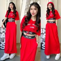 ราคา เซทเสื้อครอปแขนสั้น แต่งฮู้ดดี้ และมาพร้อมกับกระโปรงยาวทรงเอ ชุดเซต ชุดเซ็ท Yunaka (20926029555)