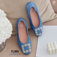 ราคา รองเท้าหนังแกะ รุ่น Flora Turquoise color สีฟ้า (20959792551)